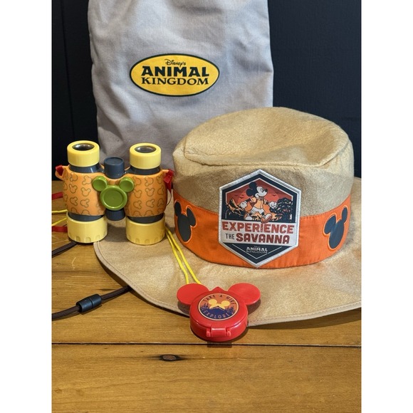 Disney Animal Kingdom Safari Explorer Set Hat Binoculars Compass Bag - Picture 3 of 3